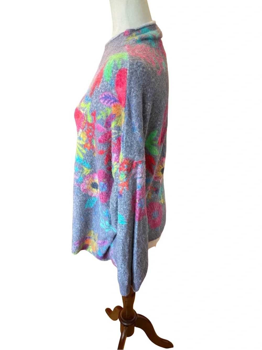NATURAL LIFE FUZZY FLORAL MOCK NECK SWEATER L/XL - Picture 8 of 13